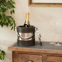 The Novogratz Grey Modern Ice Bucket, 8" x 7" x 12"