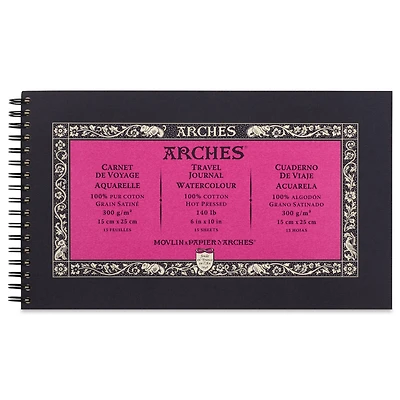 ARCHES® Aquarelle 10" x 6" Hot Pressed Watercolor Travel Journal