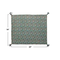 Hello Honey® 60" Flora & Fauna Hand-Woven Cotton Quilt with Stitch Edge & Tassels