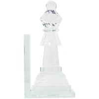 9.5" Clear Chess Oversized Bookends with Cut Crystal Designs Set