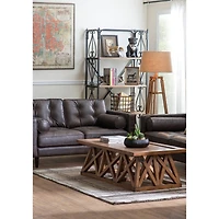 Hello Honey® 5ft. Mid-Century Modern Wood Floor Lamp with Burlap Drum Shade