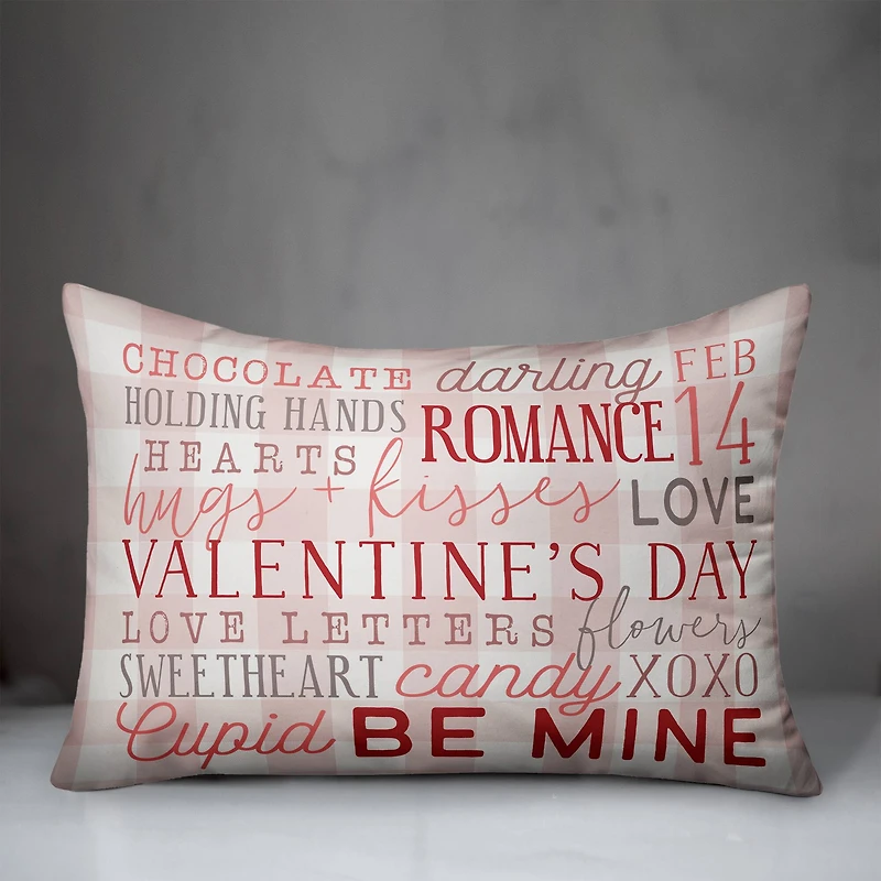 Valentine's Day Words Rectangle Throw Pillow