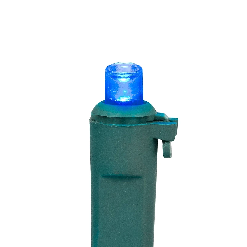 50ct Blue and White LED Wide Angle Mini Christmas Lights  16.25ft Green Wire