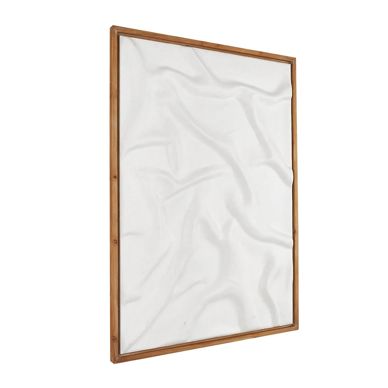 White Abstract Dimensional Wall Art in Brown Frame