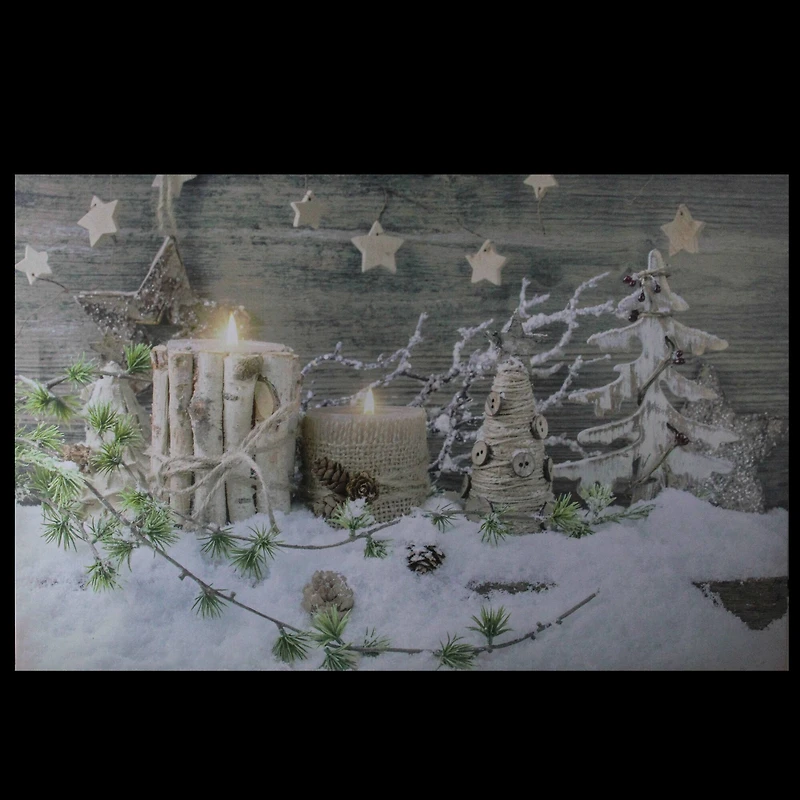 LED Lighted Country Rustic Winter Christmas Canvas Wall Art