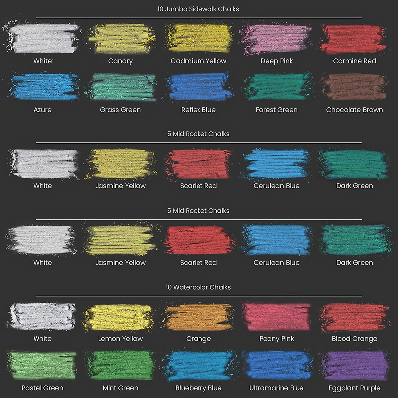 Arteza® Kids Ultimate Chalk Set of 37 pcs, Green Box Handle