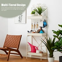 Glitzhome® 68" 3-Tier White Metal Shelf Planter Stand