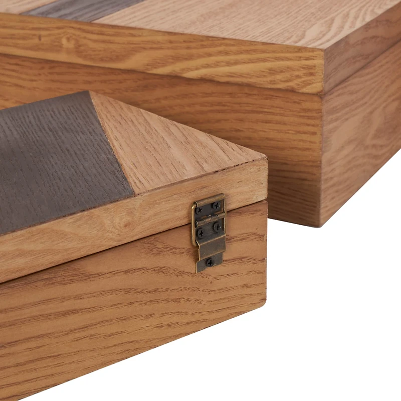 Brown & Cream Wooden Geometric Box Set