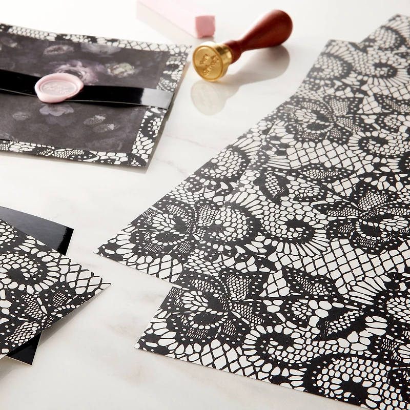 48 Pack: Black Lace Cardstock by Recollections™, 12" x 12"