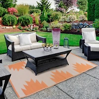 Orange & Beige Aztec Print Outdoor Area Rug, 4ft. x 6ft.
