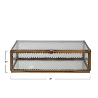 Hello Honey® 7" Antique Finish Brass and Glass Display Box with Scalloped Edges