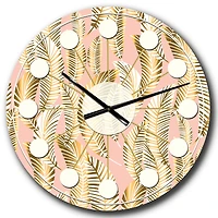 Designart 'Golden Palm Leaves I Mid-Century Modern Wall Clock