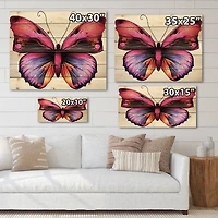Designart - Bright Pink Butterfly Portrait