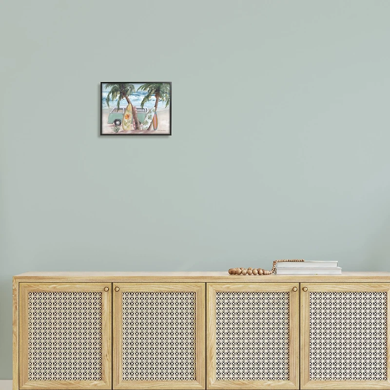 Stupell Industries Summer Waves Tropical Van Surfboards Framed Giclee Art