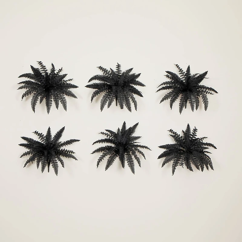 19in. Artificial Halloween Black Boston Fern - Set of 6