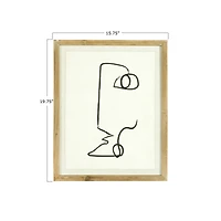 Hello Honey® Black & White Abstract Face Wall Art with Fir Wood Frame
