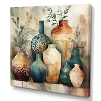 Designart "Green And Orange Artisanal Boho Pottery I" Boho Pottery Canvas Art Print