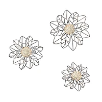 Habitat Decor Maggie Black & Gold Flower Metal Wall Art Set