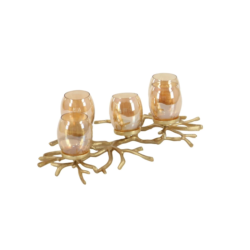 6" Gold Aluminum Coastal Candle Holder