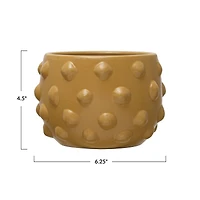 Hello Honey® 6.5" Matte Dijon Terra Cotta Planter with Raised Dots