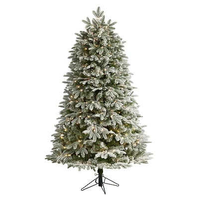 6ft. Pre-Lit Flocked Colorado Mountain Fir Artificial Christmas Tree, Warm White LED Lights