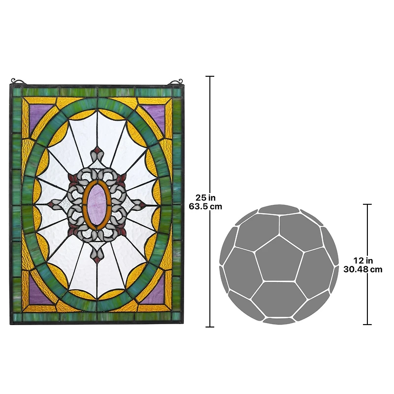 Design Toscano 25" Monte Carlo Tiffany-Style Stained Glass Window Hanging Décor