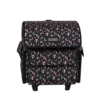 Everything Mary Black Floral Serger Machine Rolling Storage Case