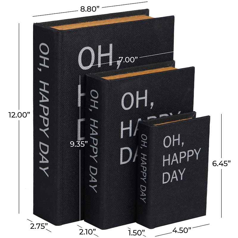 Black Oh, Happy Day Linen Storage Book Box Set