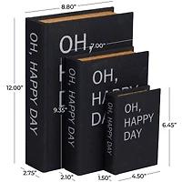 Black Oh, Happy Day Linen Storage Book Box Set