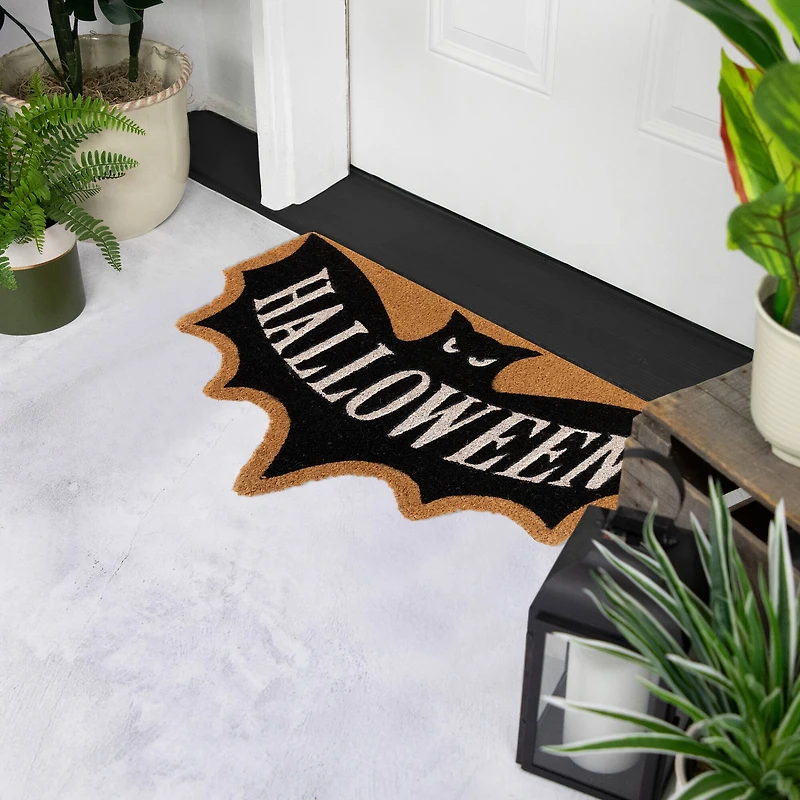 Natural Coir Halloween Bat Shaped Doormat