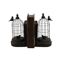 Black Metal Farmhouse Birdcage Bookends Set