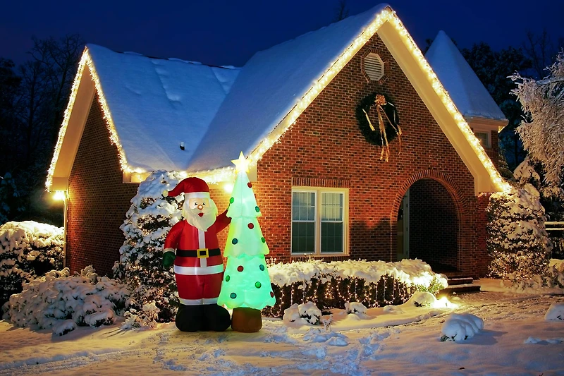 Mr. Christmas 7ft. Santa and Tree Outdoor Lit Inflatable