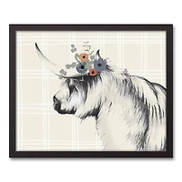 Charcoal Highland Floral Crown Black Framed Canvas