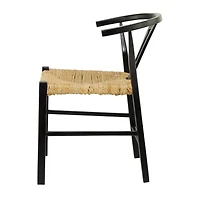 Black Teak Wood Modern Accent Chair, 20" x 21" x 29"
