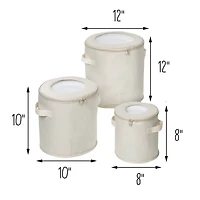 Honey Can Do Natural Round Dinnerware Storage Box Set