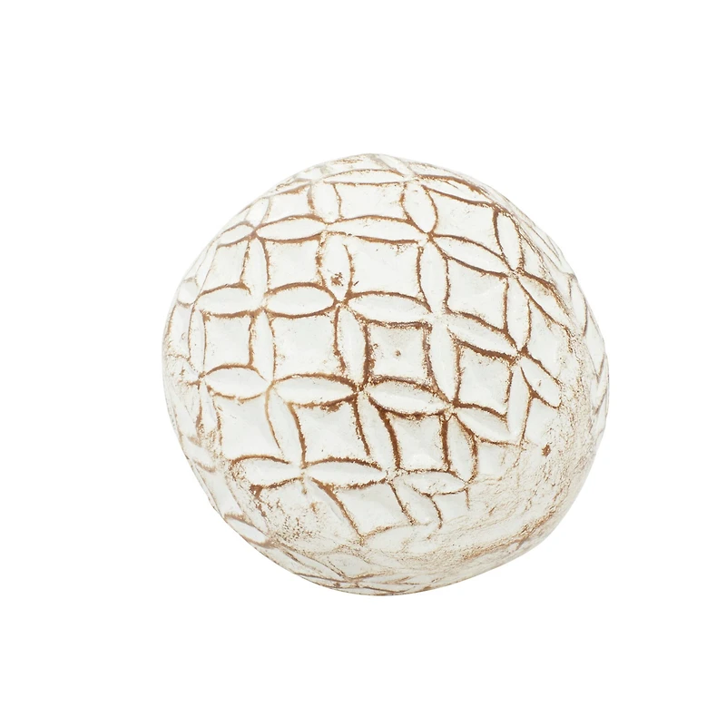4" Distressed White Ceramic Country Orb Vase Filler Set