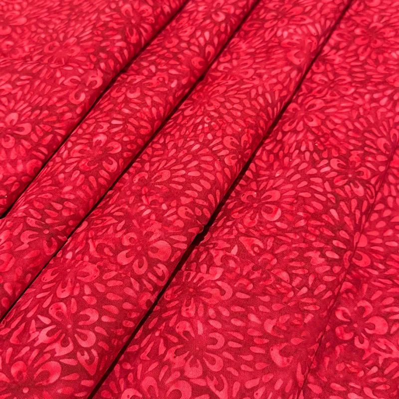 Feldman Batik Crimson Tonal Stamp Geo Cotton Fabric