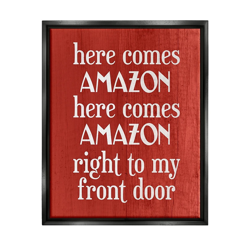 Stupell Industries Here Comes Amazon Funny Song Framed Floater Canvas Wall Art