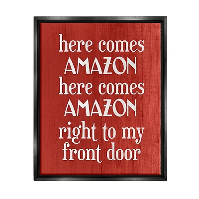Stupell Industries Here Comes Amazon Funny Song Framed Floater Canvas Wall Art