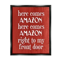 Stupell Industries Here Comes Amazon Funny Song Framed Floater Canvas Wall Art