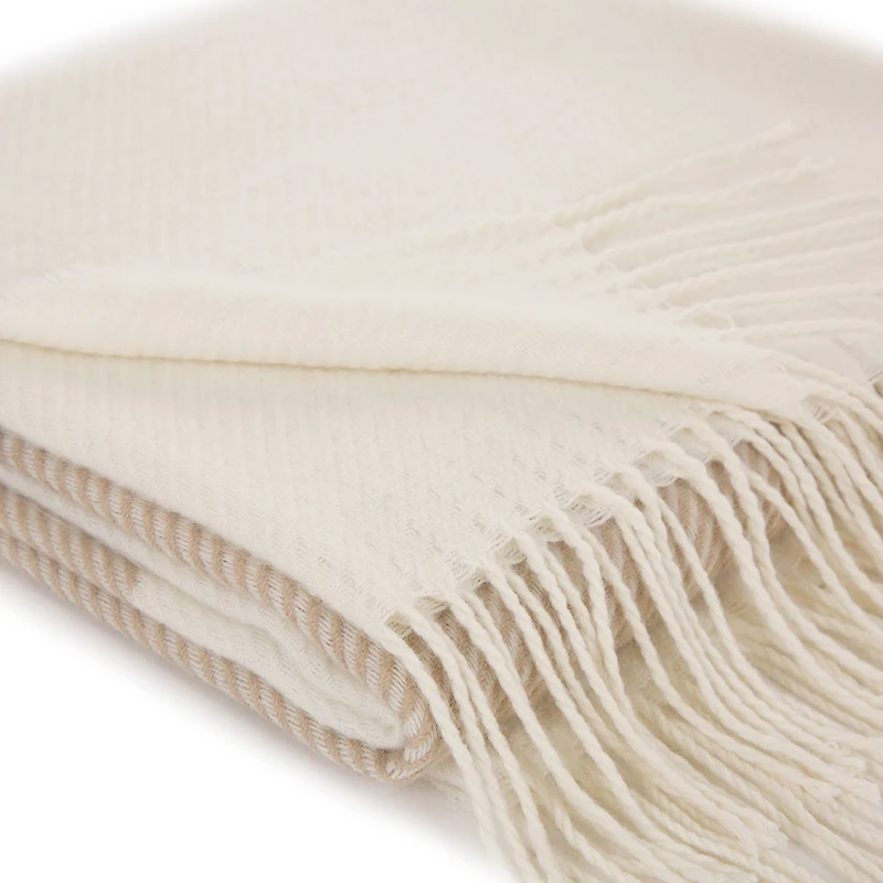 Glitzhome® 78" Cream & Black Stripe Scarf with Tassels