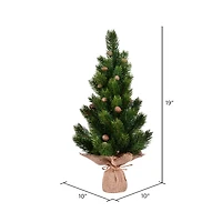19" Unlit Spruce Sapling Artificial Christmas Tree in Burlap Base