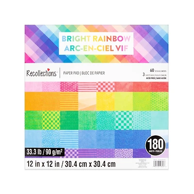 12" x 12" Bright Rainbow Paper Pad by Recollections™, 180 Sheets