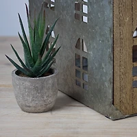 18.5" Wood & Metal Church Bird House Tabletop Accent