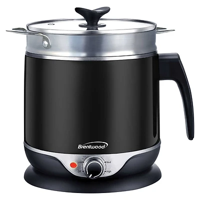 Brentwood 1.9qt. 600-Watt Stainless Steel Cordless Electric Hot Pot Cooker & Food Steamer With Swivel Base