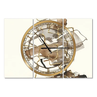 Designart 'Gold Glam Squares Iii Modern Multipanel Wall Clock
