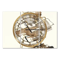 Designart 'Gold Glam Squares Iii Modern Multipanel Wall Clock