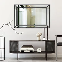 Head West Black Metro Beaded Glass Framed Vanity Mirror - 36" x 24"