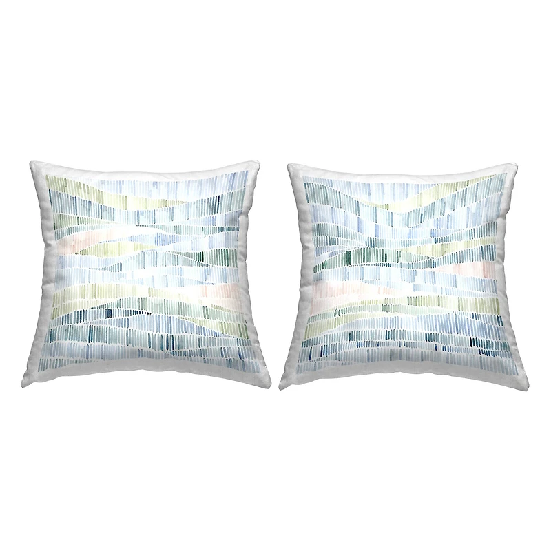 Stupell Industries Modern Abstract Nautical Landscape Wavy Striped Pattern 2 Pillows, Each 18" x 18"