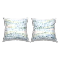 Stupell Industries Modern Abstract Nautical Landscape Wavy Striped Pattern 2 Pillows, Each 18" x 18"